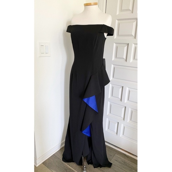 Robe Longue Cascade Carmen Marc Valvo Infusion - Taille 10, Couleur Ivoire, Style Soirée Formel